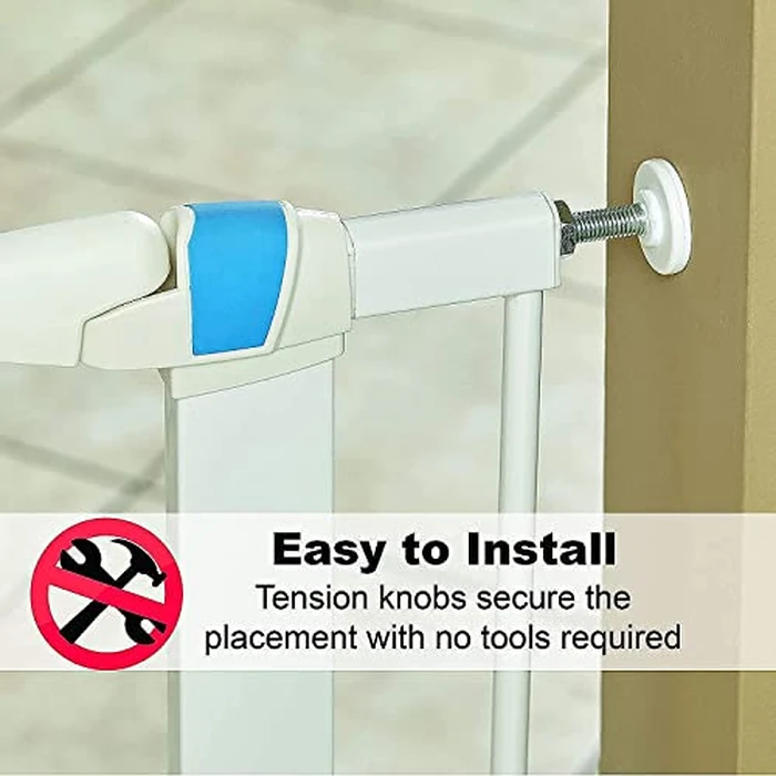 MidWest Homes for Pets 39 Inches Tall Walk-Though Steel Pet Gate, Pressure Mounted Dog Gate with Glow Strip Measures 29-38 Inches Wide & Includes Two 3-Inch-Wide Extensions, White by MidWest Homes for Pets - Image 5