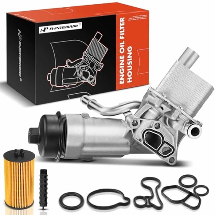 A-Premium Engine Oil Cooler and Oil Filter Housing Assembly Adapter w/Gaskets Compatible with Buick, Chevy Vehicles -1.4L Turbo - Encore, Cruze, Sonic, Trax -2011-2021 - Replaces 8817991400 by A-premium - Image 1