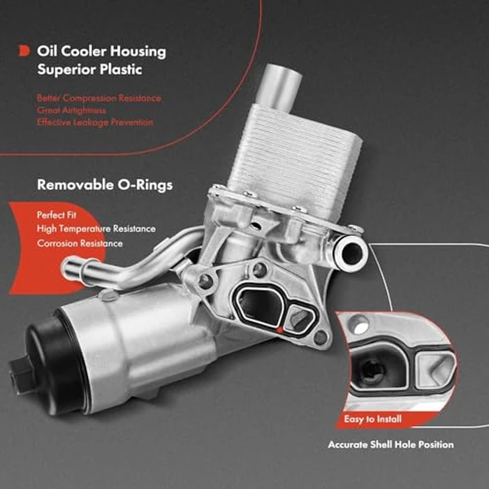 A-Premium Engine Oil Cooler and Oil Filter Housing Assembly Adapter w/Gaskets Compatible with Buick, Chevy Vehicles -1.4L Turbo - Encore, Cruze, Sonic, Trax -2011-2021 - Replaces 8817991400 by A-premium - Image 4