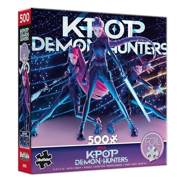 Buffalo Games - HUNTR/X - 500 Piece Kpop Demon Hunters Foil Jigsaw Puzzle - Colorful Puzzles - Precision-Cut Pieces, Beautiful Artwork, and Hours of Fun by CEACO - Used - Like New condition - US$12.02