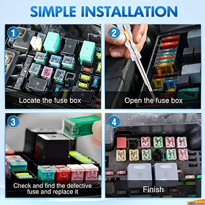 Nilight Blade Jcase Car Fuse Assortment Kit 5A 7.5A 10A 15A 20A 25A 30A Standard Mini Fuses 20A 30A 40A 50A 60A Low Tall STD Profile Fuses for Car Truck, 2 Years Warranty, 250PCS Fuses + Box fuses by Nilight - Image 3