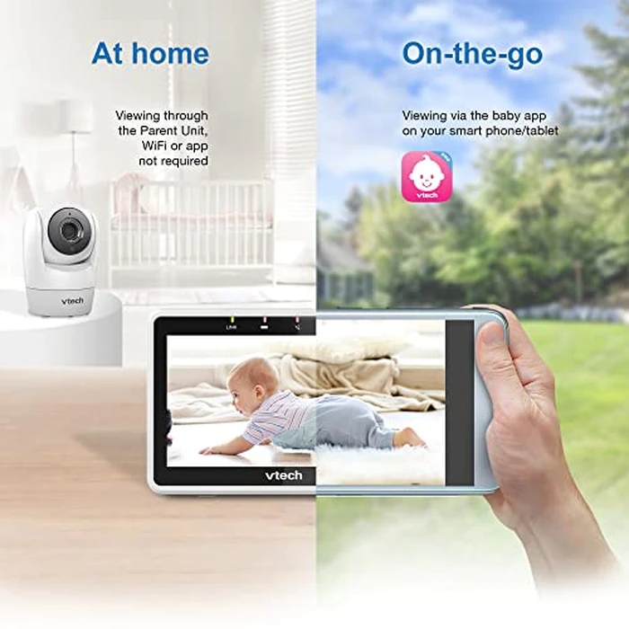 VTech Upgraded Smart WiFi Baby Monitor VM901, 5-inch 720p Display, 1080p Camera, HD NightVision, Fully Remote Pan Tilt Zoom, 2-Way Talk, Free Smart Phone App, Works with iOS, Android by VTech - Image 4