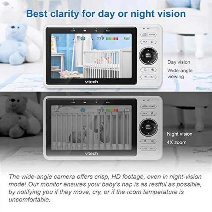 VTech Upgraded Smart WiFi Baby Monitor VM901, 5-inch 720p Display, 1080p Camera, HD NightVision, Fully Remote Pan Tilt Zoom, 2-Way Talk, Free Smart Phone App, Works with iOS, Android by VTech - Image 6