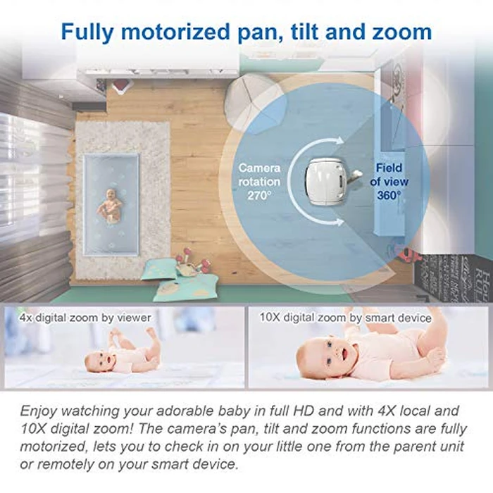 VTech Upgraded Smart WiFi Baby Monitor VM901, 5-inch 720p Display, 1080p Camera, HD NightVision, Fully Remote Pan Tilt Zoom, 2-Way Talk, Free Smart Phone App, Works with iOS, Android by VTech - Image 7