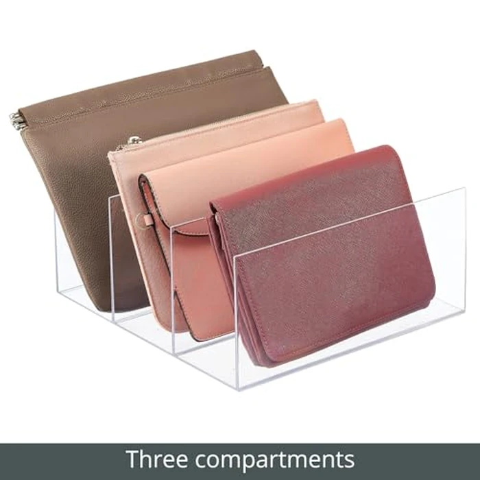 mDesign Plastic Purse/Handbag Organizer - Closet Divided Storage for Bags, Clutches, Wallets, Wristlets - Space-Saving Bedroom and Cabinet Organization - Lumiere Collection - 2 Pack - Clear by mDesign - Image 5