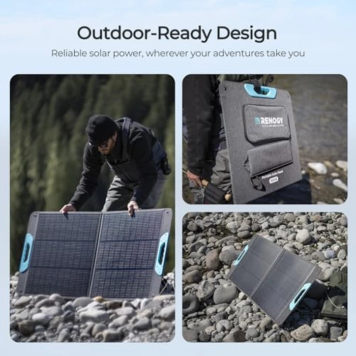 Renogy 100 Watt Solar Panel, N-Type 100W Portable Solar Panels w/Kickstands, Foladable 25% High Efficiency Solar Charger for Power Station, USB-A&Type-C Output, for Camping, RV, SUV, Off-Grid Outdoor by Renogy - Image 2