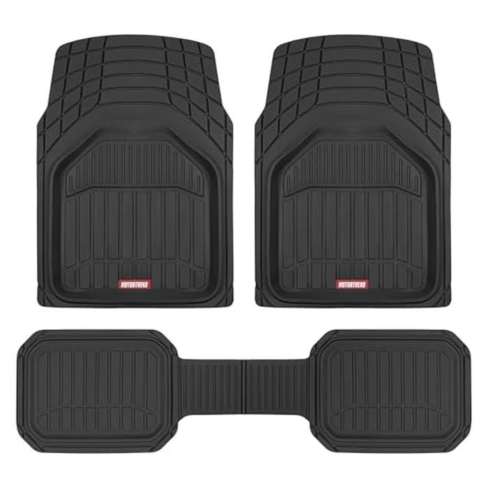 Motor Trend 943-BK FlexTough Defender Car Floor Mats -Next Generation Deep Dish Heavy Duty Contour Liners for Car SUV Truck & Van-All Weather Protection, Trim to Fit Most Vehicles by Motor Trend - Image 1