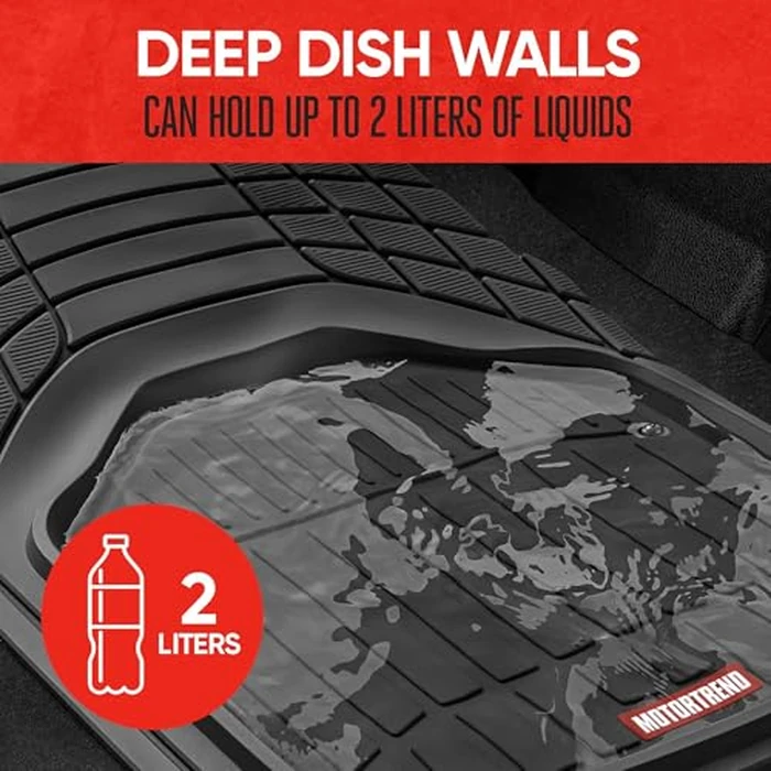 Motor Trend 943-BK FlexTough Defender Car Floor Mats -Next Generation Deep Dish Heavy Duty Contour Liners for Car SUV Truck & Van-All Weather Protection, Trim to Fit Most Vehicles by Motor Trend - Image 7