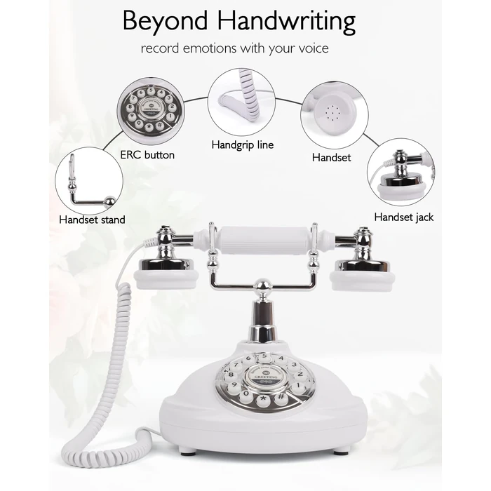 FESTRING Audio Guest Book Wedding Phone, Audio Guest Book Recording After The Tone, Leave a Message Phone for Weddings, Graduations, Birthdays (Retro White) by FESTRING - Image 2