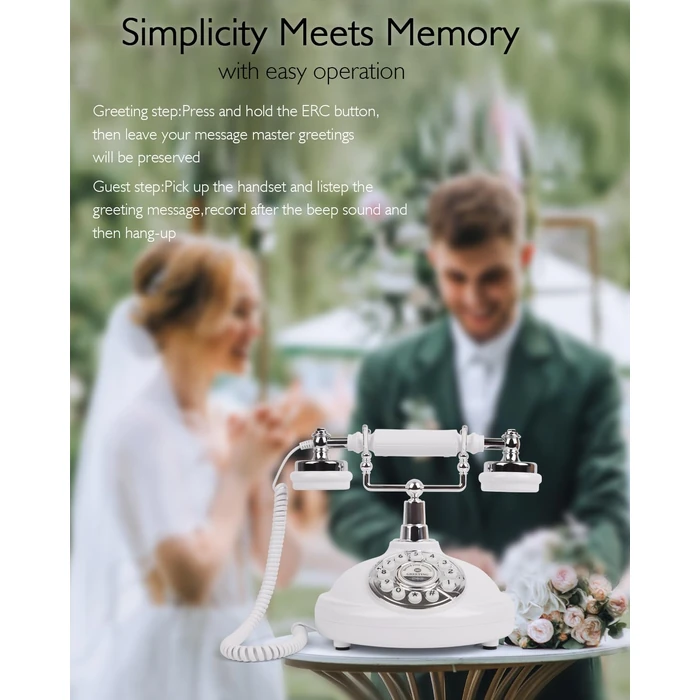 FESTRING Audio Guest Book Wedding Phone, Audio Guest Book Recording After The Tone, Leave a Message Phone for Weddings, Graduations, Birthdays (Retro White) by FESTRING - Image 3