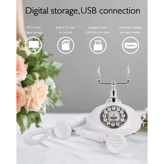 FESTRING Audio Guest Book Wedding Phone, Audio Guest Book Recording After The Tone, Leave a Message Phone for Weddings, Graduations, Birthdays (Retro White) by FESTRING - Image 4