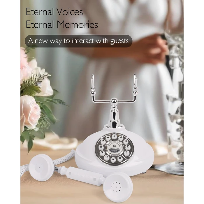 FESTRING Audio Guest Book Wedding Phone, Audio Guest Book Recording After The Tone, Leave a Message Phone for Weddings, Graduations, Birthdays (Retro White) by FESTRING - Image 6