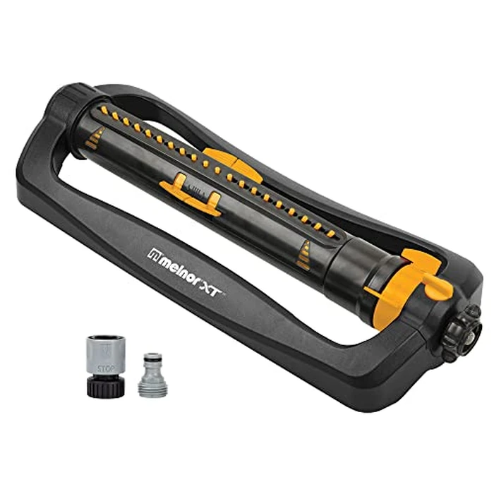Melnor 65167AMZ XT Turbo Oscillating Sprinkler, 4,500 sq. ft., Quick Connect Bundle, 3-Way Adjustable, Black, Yellow by Melnor - Used - Very Good condition - US$30.35