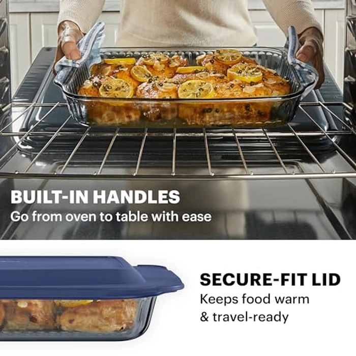 Pyrex Colors Tinted (9x13) Glass Baking Dish with BPA-Free Lid, Oblong Bakeware Glass Pan For Casserole & Lasagna, Dishwasher, Freezer, Microwave and Pre-Heated Oven Safe, Smoke by Pyrex - Image 3