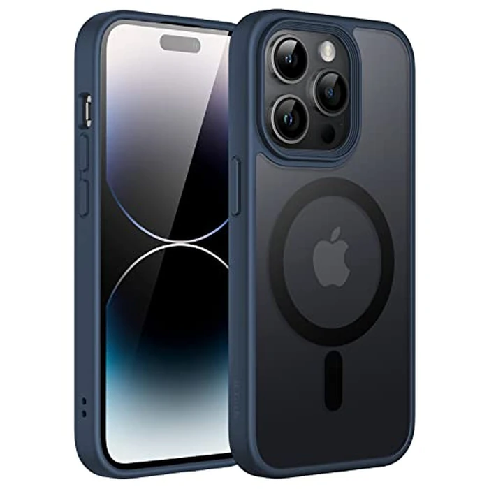 JETech Magnetic Case for iPhone 14 Pro Max 6.7-Inch Compatible with MagSafe, Translucent Matte Back Slim Shockproof Phone Cover (Storm Blue) by JETech - Image 1