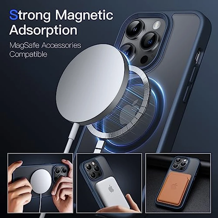 JETech Magnetic Case for iPhone 14 Pro Max 6.7-Inch Compatible with MagSafe, Translucent Matte Back Slim Shockproof Phone Cover (Storm Blue) by JETech - Image 3