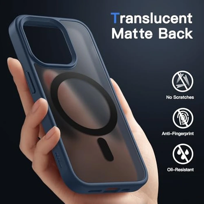 JETech Magnetic Case for iPhone 14 Pro Max 6.7-Inch Compatible with MagSafe, Translucent Matte Back Slim Shockproof Phone Cover (Storm Blue) by JETech - Image 4