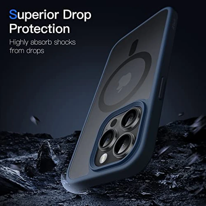JETech Magnetic Case for iPhone 14 Pro Max 6.7-Inch Compatible with MagSafe, Translucent Matte Back Slim Shockproof Phone Cover (Storm Blue) by JETech - Image 5