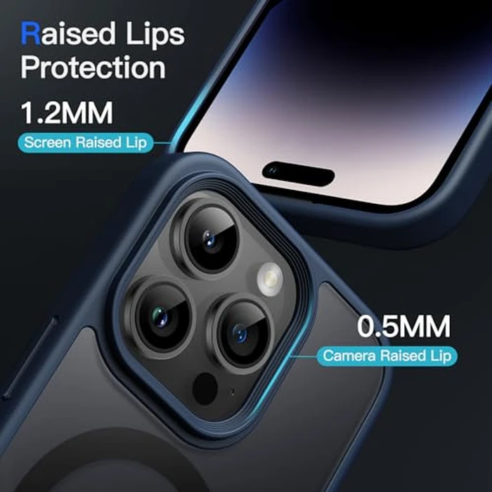 JETech Magnetic Case for iPhone 14 Pro Max 6.7-Inch Compatible with MagSafe, Translucent Matte Back Slim Shockproof Phone Cover (Storm Blue) by JETech - Image 6