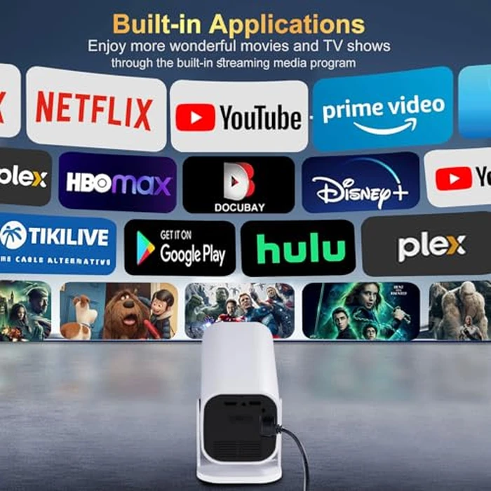 【Built-in APPS & Electric Focus & Auto Keystone】 Mini Projector with WiFi 6 & Bluetooth 5.3, Supports 4K, 1080P Portable Smart Projector, Compatible Smartphones/TV Stick/Computer/Video Games/HDMI/USB by YGSKK - Image 3