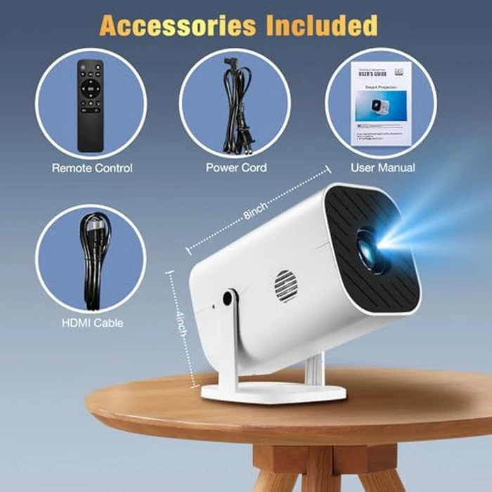 【Built-in APPS & Electric Focus & Auto Keystone】 Mini Projector with WiFi 6 & Bluetooth 5.3, Supports 4K, 1080P Portable Smart Projector, Compatible Smartphones/TV Stick/Computer/Video Games/HDMI/USB by YGSKK - Image 9