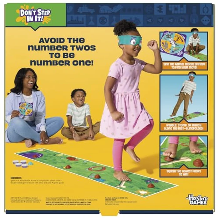 Don't Step in It! Preschool Game I Blindfolded, Poop Party Game | Spinner with 8 Fun Animal Moves | Ages 4+| 1+ Players I Funny Kids Board Games by Hasbro Gaming - Image 2