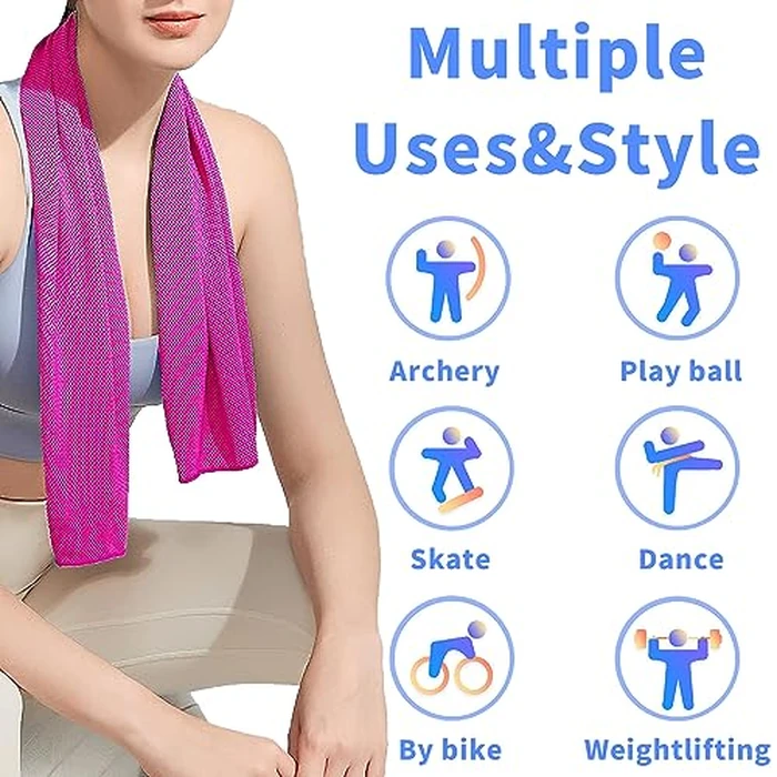 CADONO 4 Pack Cooling Towel (40"x12"), Soft Breathable Chilly Towel, Ice Towel, Microfiber Towel for Yoga, Sport, Running, Workout,Gym, Camping, Fitness, Workout & More Activities(Multicolor) by CADONO - Image 4