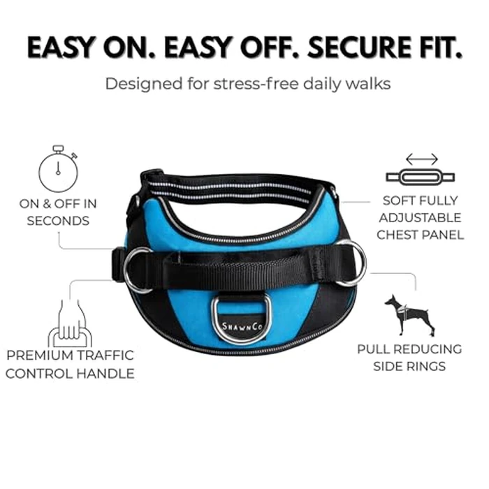 ShawnCo Essential Dog Harness, No-Pull Pet Vest with 3 Leash Clips, No Choke, Reflective, Adjustable and Padded, for Easy Walking and Training for Small, Medium and Large Dogs (Midnight, L) by SHAWNCO - Image 4