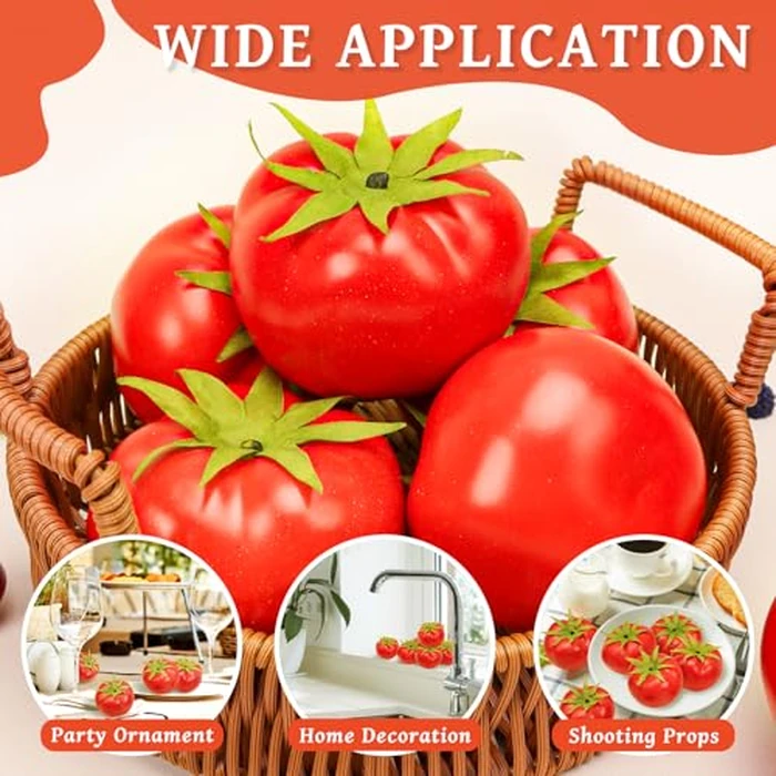Meiwlong 6pcs Fake Tomatoes Lifelike Artificial Vegetables Faux Home Kitchen Harvest Party Theme Display Realistic Ornament Photography Props Model Thanksgiving Centerpieces by Meiwlong - Image 4