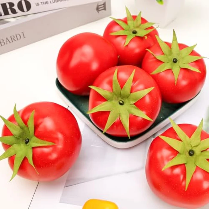 Meiwlong 6pcs Fake Tomatoes Lifelike Artificial Vegetables Faux Home Kitchen Harvest Party Theme Display Realistic Ornament Photography Props Model Thanksgiving Centerpieces by Meiwlong - Image 5