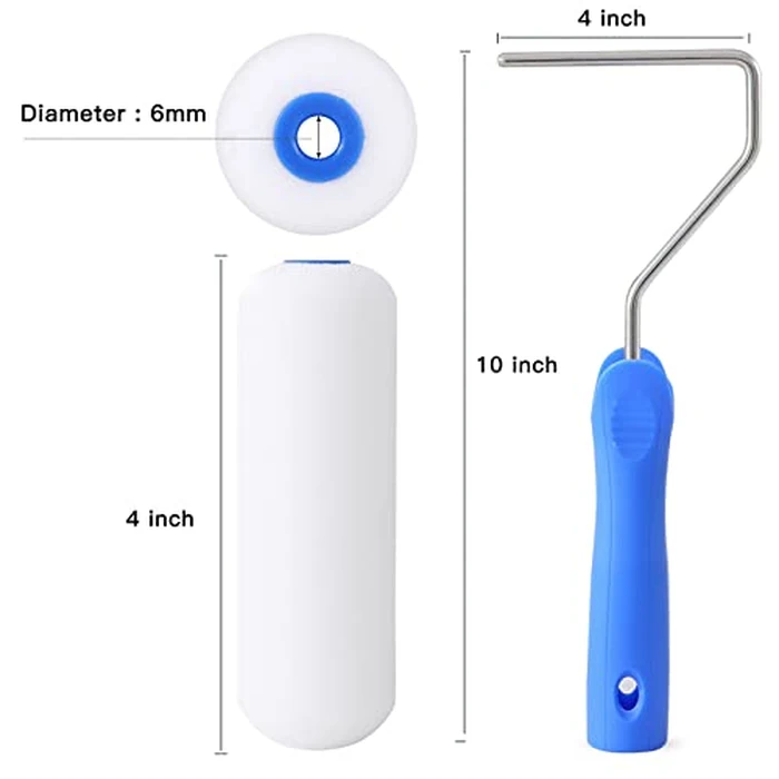 Mister Rui 4 Inch Foam Paint Roller Kit, 8 Pack - Mini Roller Set with 4” Small Roller Covers, Frame, Tray & Liner for Smooth Painting on Walls, Trim, Furniture, Home DIY Projects by Mister Rui - Image 7