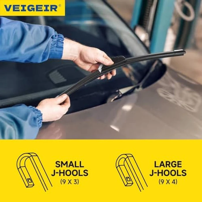 22 inch + 17 inch Compatible with SUBARU Impreza 2007-2004 CHEVROLET Cavalier 2005-1999 Cobalt 2010-2005 Front Windshield Wiper Blade Original Equipment Automotive Replacement J/U Hook Blades 2 Pack by VEIGEIR - Image 4