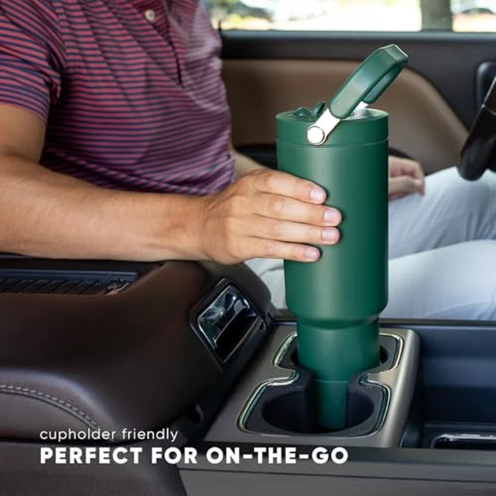 Simple Modern Trek Pivot | 40oz Flip Straw Tumbler with Handle | Water Bottle & Boot | Interchangeable Straw & Chug Lids | Insulated Stainless Steel Jug | Gym Sports Outdoors | Winter White by Simple Modern - Image 3