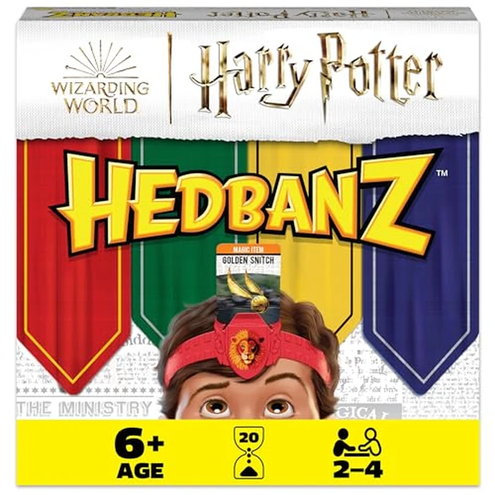 Hedbanz, Harry Potter Wizarding World 2022 Edition with New Cards Family Board Game Gift Toy Merchandise Books Movies Card Game House Headbands, for Adults & Kids Ages 6 and up by Spin Master Games - Used - Acceptable condition - CA$11.97