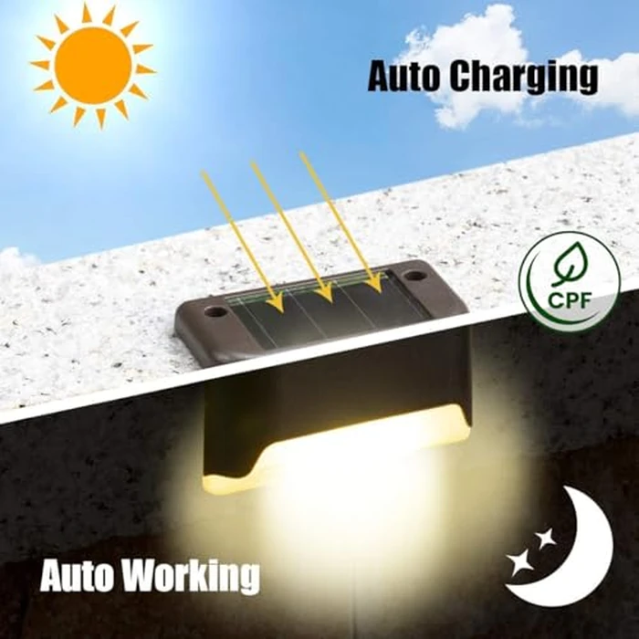 SOLPEX Solar Deck Lights Outdoor 16 Pack, Solar Step Lights Waterproof Led Solar lights for Outdoor Stairs, Step , Fence, Yard, Patio, and Pathway(Warm White) by SOLPEX - Image 6