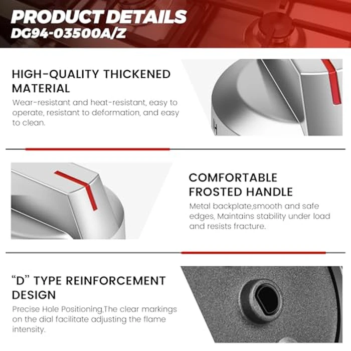 puxyblue 𝟮𝟬𝟮𝟱 𝙐𝙥𝙜𝙧𝙖𝙙𝙚𝙙 5 Pack DG94-03500A/Z OEM Stove Knob Replaces DG94-03500A DG94-03500U DG94-03500W Electric Gas Range Knobs Fit for Sam-Sung NX60T8111SS NX60T8311SS NX60T8711SS by puxyblue - Image 2