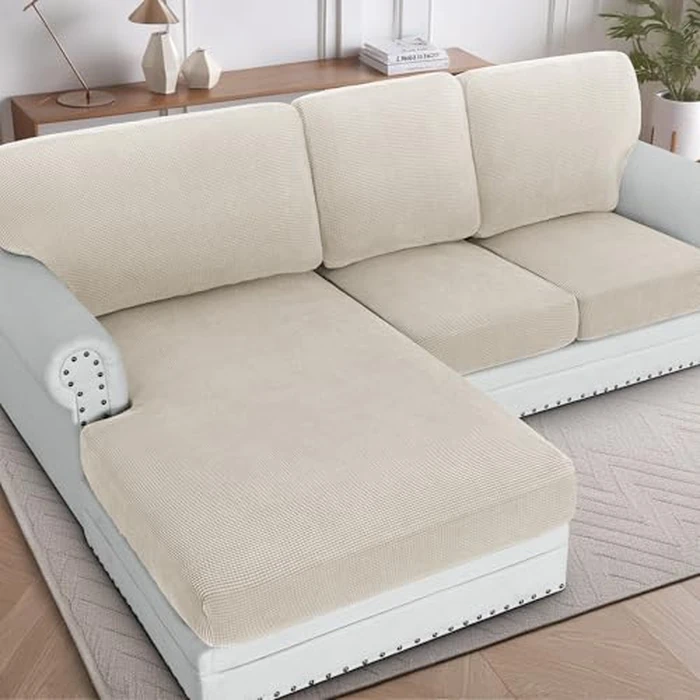 H.VERSAILTEX 2024 New Sectional Couch Covers 6 Pieces Stretch Sofa Covers for Sectional Sofa Set Separate L Shaped Couch Cover for Both Left/Right Couch (Large Sofa 2 Seater + 1 Chaise, Island Fossi) by H.VERSAILTEX - Used - Very Good condition - CA$77.29