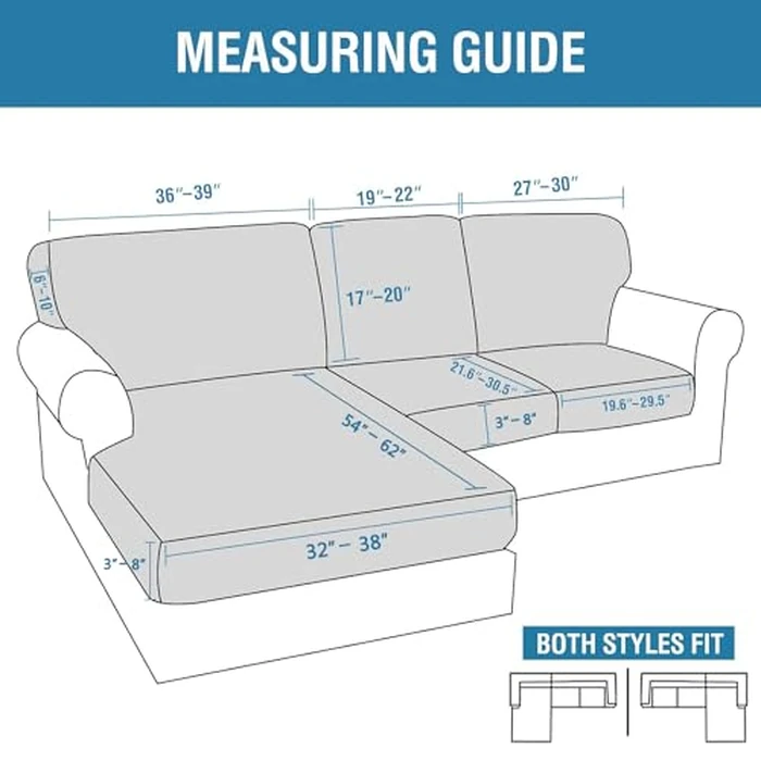 H.VERSAILTEX 2024 New Sectional Couch Covers 6 Pieces Stretch Sofa Covers for Sectional Sofa Set Separate L Shaped Couch Cover for Both Left/Right Couch (Large Sofa 2 Seater + 1 Chaise, Island Fossi) by H.VERSAILTEX - Image 3