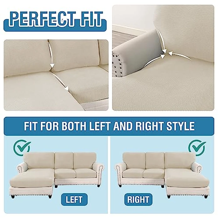 H.VERSAILTEX 2024 New Sectional Couch Covers 6 Pieces Stretch Sofa Covers for Sectional Sofa Set Separate L Shaped Couch Cover for Both Left/Right Couch (Large Sofa 2 Seater + 1 Chaise, Island Fossi) by H.VERSAILTEX - Image 5
