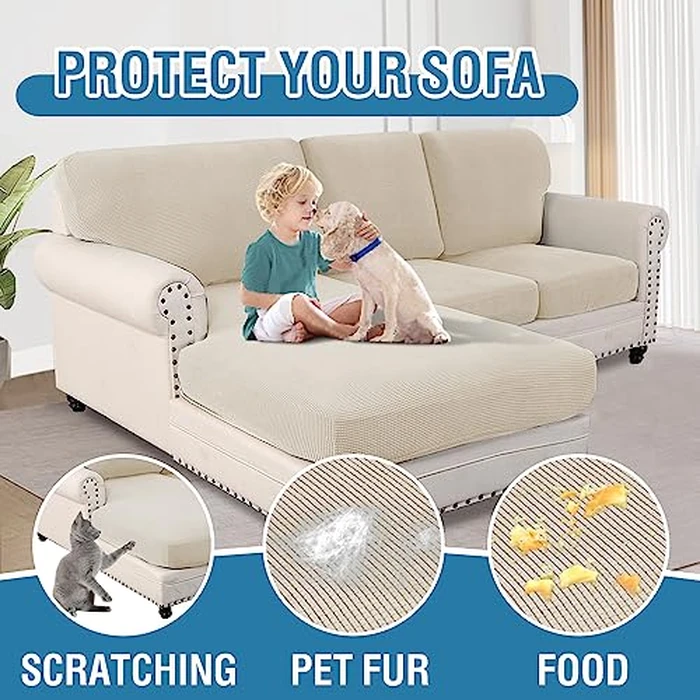 H.VERSAILTEX 2024 New Sectional Couch Covers 6 Pieces Stretch Sofa Covers for Sectional Sofa Set Separate L Shaped Couch Cover for Both Left/Right Couch (Large Sofa 2 Seater + 1 Chaise, Island Fossi) by H.VERSAILTEX - Image 7