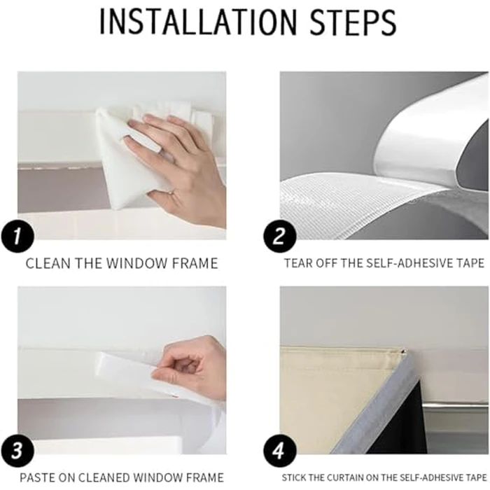 100% Blackout Self Adhesive Curtains Small Window Short Temporary Blackout Curtains Easy to Install Used for Bedroom Kitchen Window Cover, Beige, 35W x 54L inch (1 Panels) by AJAZZ - Image 4