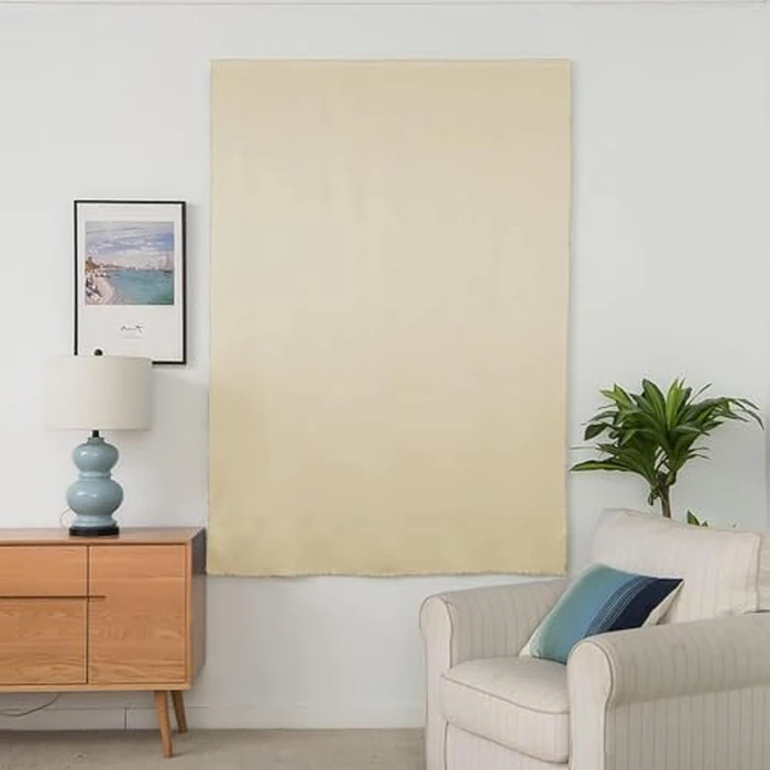 100% Blackout Self Adhesive Curtains Small Window Short Temporary Blackout Curtains Easy to Install Used for Bedroom Kitchen Window Cover, Beige, 35W x 54L inch (1 Panels) by AJAZZ - Image 9