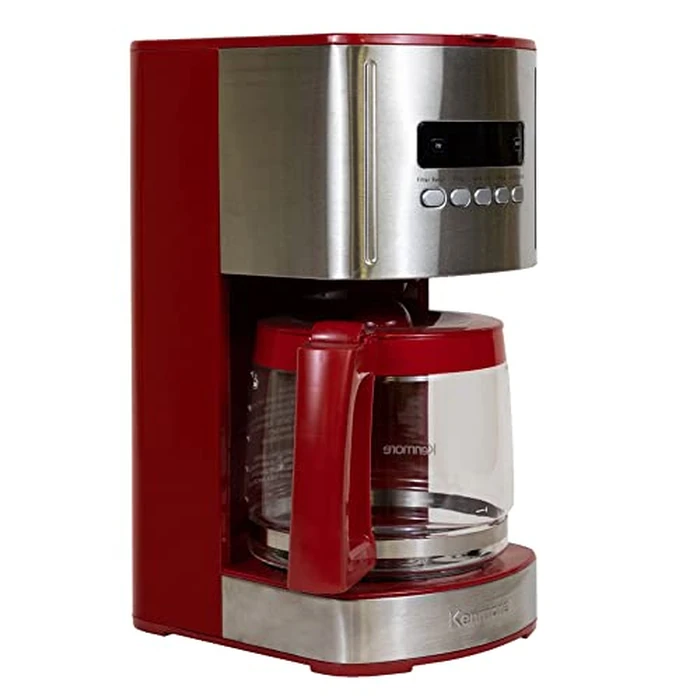 Kenmore Drip Coffee Maker - 12 Cup Programmable Cafe Machine With Glass Pot, Regular & Bold Brew, Auto Shut Off Large Water Reservoir, Reusable Filter, Kitchen Appliances For Cafeteria Barista, Red by Koolatron - Used - Good condition - CA$61.19