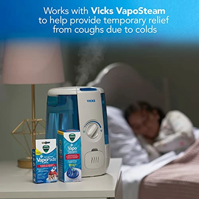 Vicks VUL600C CoolRelief Ultrasonic Cool Mist Humidifier, Medium Room Humidifier for Baby, Bedroom, Office Desk, with Variable Output Control, Scent Pad Slots, Inhalant Cup, Auto Shut-Off, 4.5L/1.2Gal by Vicks - Image 5