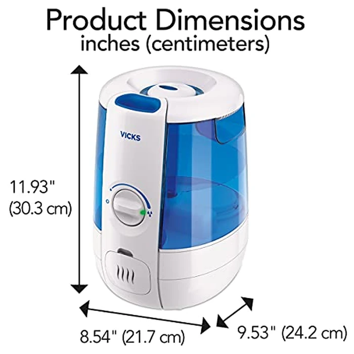 Vicks VUL600C CoolRelief Ultrasonic Cool Mist Humidifier, Medium Room Humidifier for Baby, Bedroom, Office Desk, with Variable Output Control, Scent Pad Slots, Inhalant Cup, Auto Shut-Off, 4.5L/1.2Gal by Vicks - Image 6