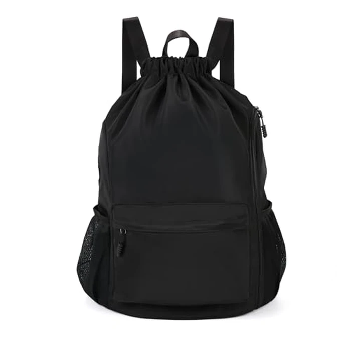 Valleycomfy Waterproof Drawstring Gym Backpack Bag for Men & Women,Sports Gym Bag with Side Pocket Black by Valleycomfy - Used - Very Good condition - US$12.46