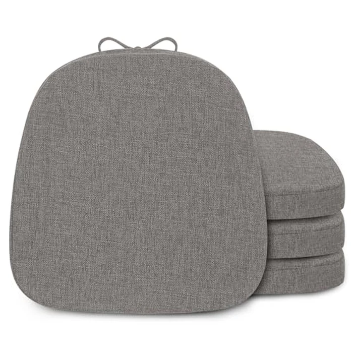 Flygulls Metal Chair Cushions 14" x 14" Set of 4 Non Slip Dining Chair Cushions for Metal Chairs with Ties and Washable Covers, Light Grey by FlyGulls - Image 1