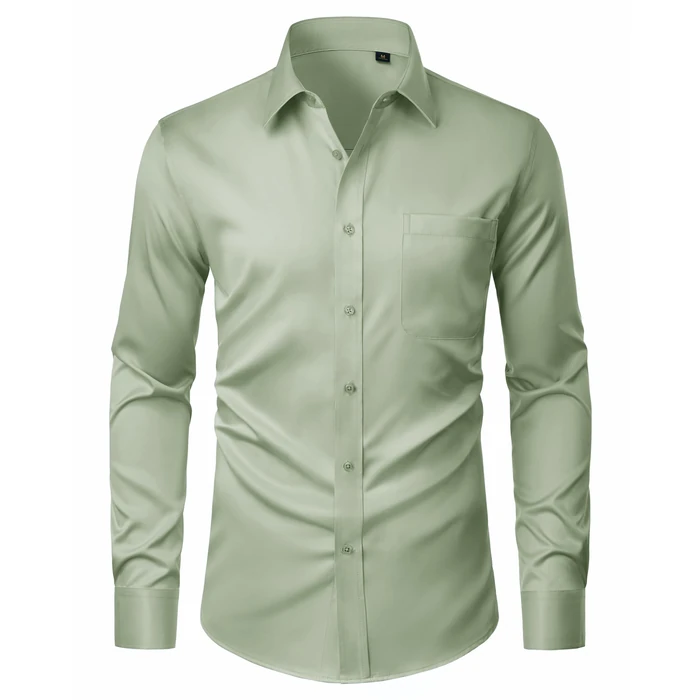 J.VER Sage Green Mens Dress Shirt Stretch Wrinkle Free Button Down Long Sleeve Shirts Business Casual Regular Fit Wear with Pocket Medium by J.VER - Image 1