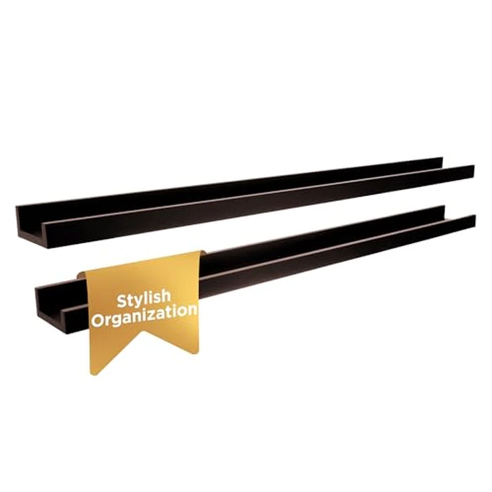Kiera Grace Floating Shelves for Wall, Engineered Wood Picture Frame Wall Shelves, Easy to Assemble, Ideal for Home Decor, Pack of 2, 44" L x 4" W x 2" H, Espresso by Kiera Grace - Used - Very Good condition