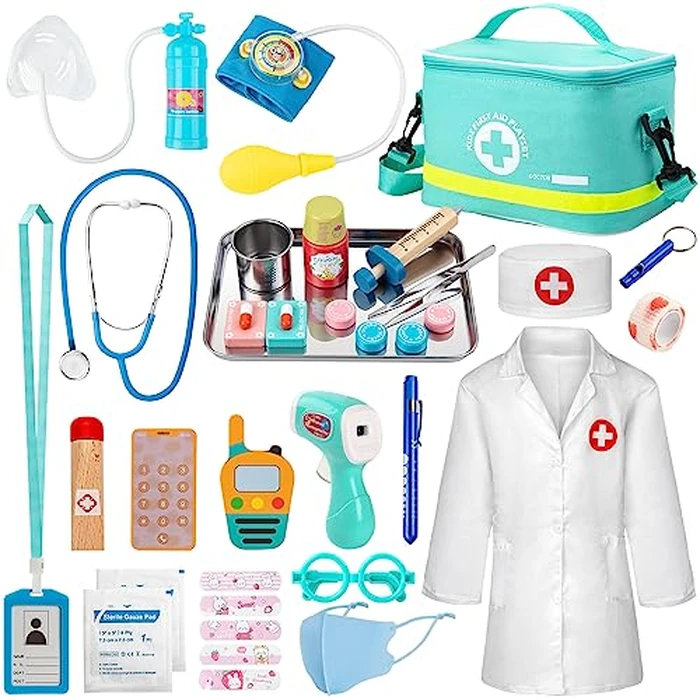 Sundaymot Doctor Kit for Kids, 34 Pcs Pretend Playset for Toddlers, Doctor kit for Toddlers 3-5, with Medical Bag, Stethoscope and Other Accessories, for Boys and Girls Fun Role Playing Game by Sundaymot - Image 1